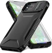 Asuwish Phone Case for iPhone X 10 with Tempered Glass Screen Protector and Slide Camera Cover Slim Rugged Hybrid Shockproof Protective Cell Accessories iPhoneX iPhone10 i PhoneX 10x Women Men Black