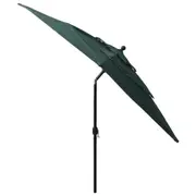 Outdoor Garden Parasol 3-Tier Patio Umbrella 2.5m Sun Shade Aluminium Pole Green
