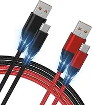 [2Pack] 2M USB C Cable, USB A to USB C Charger Cable Nylon Braided Type C Cable Fast Charge Data Cord for Samsung Galaxy S24/S23/S22/A55/A54, Google Pixel 8/7/6,iPad Pro 2018/2020/2021