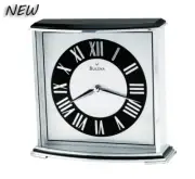 Bulova Arcade Brushed Aluminum Shelf Mantle Desk Clock Roman Numerals B8480