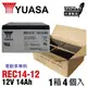 【萬池王 電池專賣】 YUASA REC 12V14A 密閉式鉛酸電池 一箱(4入)