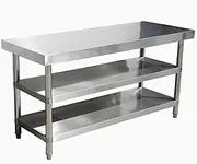 GUAWJRZDP Stainless Steel Kitchen Worktop, 3-Tier Stainless Steel Work Table, Food Prep Tables for Commercial Kitchen, for Restaurant, Warehouse, Home, Kitchen, Garage(L120xW60cm/47.2x23.6in)