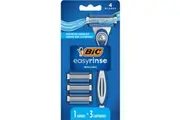 Bic Easyrinse Refillable Razor & 3 Blade Catridges Pack Each