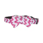 Bow Tie Dog Collar (Chevron Pink) - Small