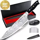 8" Super Sharp Professional Chef'S Knife with Finger Guard and Knife Sharpener,