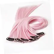 LALADEFIEE 10Pcs Light Pink Clip In Straight Hair Extensions Colored Highlight Synthetic Hair for Instant Style Transformation Comfortable All Day Wear Restyle Washable