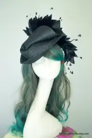 Black Straw Feathers Hat Wedding Guest Race Day Millinery Melbourne Cup Derby