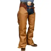Cowboy Brown Suede Fringe Chaps For Mens with Leather Belt Waist Size 36-38''