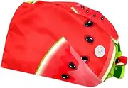[FVQL] Set of 2 Bouffant Caps, Reusable Surgical Cap Scrub Caps Women, Watermelon Fruit Pattern