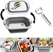 2 in 1 COLLAPSIBLE CUTTING BOARD & COLANDER [12 Pack] Foldaway Dish Tub Strainer Multi-function Foldable Kitchen Plastic Sink Storage Washing Draining