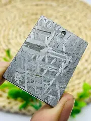 Muonionalusta meteorite square, etched&polished, Swedish M iron meteorite 30g