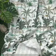 Indien Queen Animal Print Blanket White Summer Cotton Home D?cor Kantha Quilt