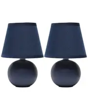 Lalia Home Nauru 8.66in Traditional Petite Ceramic Orb Base Bedside Table Desk Lamp 2pk Set