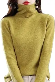 [Zadaos] Women's 100% Merino Wool Turtleneck Cashmere Sweater Casual Fashion Knitted Jumper Yellow XXL(14)