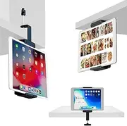 TFY Universal Kitchen Cabinet Tablet Mount, Phone Holder & Tablet Mount with Clamp for Desk Shelf Compatible with iPad Pro Air Mini, iPhone, Galaxy Tabs, More 7"-10.5" Tablets and 5"-6.5" Phones