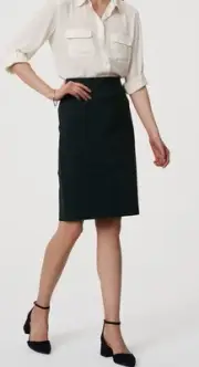 Ann Taylor LOFT Pull On Pencil Skirt Size XX-Small Petite Deep Bottle Green NWT