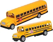 Kisangel 2pcs Portable Pull Back School Bus for Sturdy Simulation Bus with Functional Stop Sign and Swing Doors for Indoor and Outdoor Play