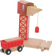 GARVALON Orbital Crane Toy Wooden Rail Crane Prop Train Accessories Train Track Model Children's Plaything