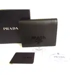 AUTH PRADA LEATHER BIFOLD WALLET COMPACT WALLET #9412