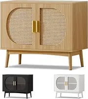 ALFORDSON Sideboard Buffet Table with Ratten Door, Cupboard Cabinet Storage with Shelves, Pantry Organiser for Kitchen, Hallway, Living Room, Bedroom and Bathroom, Wood Color