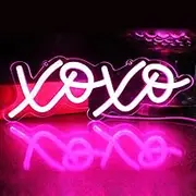 DAKABUKA XOXO Pink LED neon Light Sign Night Lights for Wall Decor Light Up Signs for Birthday Gift Kids' Bedroom Party Hotel Restaurant Bar (USB Powered)