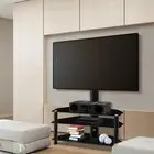 TV Stand Mount Bracket for 32 to 60 Inch LED LCD 3 Tier Storage Floor Shel 02-BK