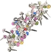 SHINEOFI 50pcs Mini Pearl Brads Paper Fasteners Assorted Colors for Scrapbooking Crafts DIY Projects and More Durable Metal Brads for Easy Installation