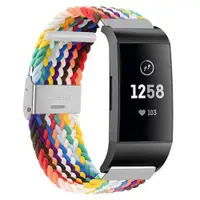 在飛比找ETMall東森購物網優惠-Fitbit charge3/4代智能手環彈力尼龍編織手表帶