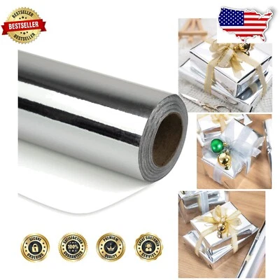 Glossy Silver Gift Wrap - 30 Inches x 100 Feet Roll for Weddings & Celebrations