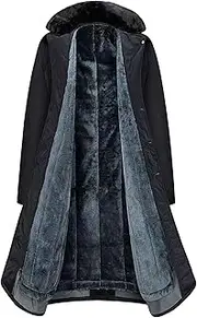 [Qolkmuiy-GJ] Mens Thicken Windbreak Velvet Padded Overcoat Wind Resistance Wear Army Overcoat Long Coat Winter Warmth, Black 2, Medium