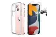 For Apple iPhone 13 Mini Case Cover and Tempered Glass Screen Protector Clear