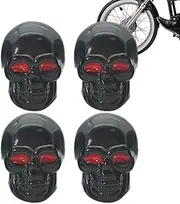 Skeleton Tire Valve Stem Caps - Bike Tire Valve Stem Caps Skeleton Head Shape, 4Pcss Skeleton Tire Valve Caps, Dustproof Cool Tire Air Caps Cover for SUV Bike Trucks Motorcycles