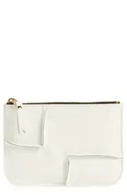 Comme des Garçons Wallets Seam Detail Leather Zip Pouch in White at Nordstrom One Size