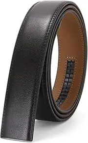 [wetoper] Men's Leather Ratchet Belt Strap Only 35mm 1 3/8”,Leather Belt without Buckle Adjustable