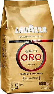 [Lavazza] Qualità Oro, 1 Kg, Coffee Beans, Ideal for Bean to Cup Machine and a Filter Coffee Machine, with Fruity and Flowery Aromatic Notes, 100% Arabica, Intensity 5/10, Medium Roast