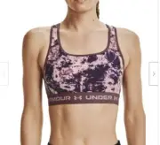 UNDER ARMOUR Womens Crossback Printed Mauve/Purple Size Small Sports Bra New
