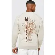 Mens Sand Regular Fit Monaco Back Print Sweatshirt