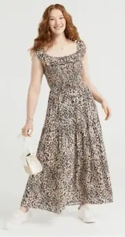 SPORTSGIRL NORA SHIRRED RUFFLE MIDI DRESS SIZE 10 BNWT RRP $89.95