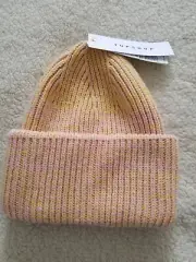 Topshop Chunky Winter Wooly Scandi Beanie Cap Pink & Yellow O/S