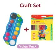 Value Pack Keyroad Watercolour Paint & 12pc Markers Coloured Jumbo Drawing Craft