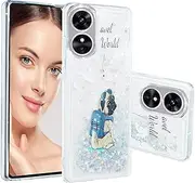 [COTDINFOR] Compatible with Oppo A17 Case Liquid Glitter Flip Cover Sparkle Floating Bling Shockproof Protective Mobile Phone Cases for Oppo A17 Case Smart Dog XYLS