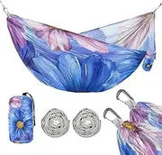 Blue Purple Daisy Flowers Oil Painting 330lb Capacity Camping Hammocks with Hanging Rope Rope Hammock for Camping Travel Accessories Base de hamaca para adultos