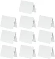 Folpus 10 Pieces Acrylic Mini Chalkboard Signs Place Cards Reusable Tabletop Small Tent Chalkboards for Retail Label Bakery Weddings, White