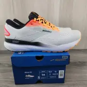 Brooks Ghost 16 Size 14 Mens White Coral Orange Illusion Black Running Shoes
