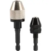 2 Pieces Keyless Drill Chuck 1/4 Inch Hex Shank Keyless Drill Chuck Fast2080