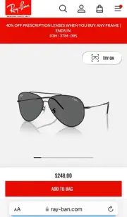 RAY-BAN Lenny Kravitz AVIATOR REVERSE Sunglasses Black/ Dark Grey Size XXL
