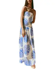 AMINA GLAM Linen-Blend Maxi Dress