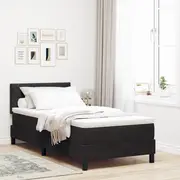 Box Spring Bed with Mattress Black King Single Velvet, vidaXL Headboard Diamond Blocks Design Black 100 cm Velvet
