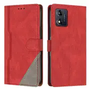Clasp Case with Flip Wallet Stand Function Cover for Moto E13 - Red