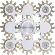 9 Gears Fidget Spinner, DMaos Figity Toy, Smooth Metal Brass Stainless Steel with Stable Bearing, Durable Mechanics Romoveable EDC, Gold Figit Toy for Adults - Silver